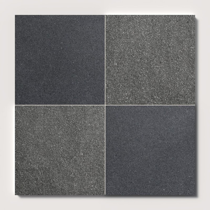 Absolute Black Extra Flamed Checkerboard Pattern Granite Tiles 18x18