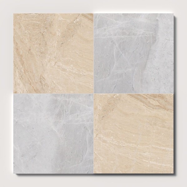 Diana Royal, Avalanche Honed Checkerboard Pattern Marble Bundle 18×18