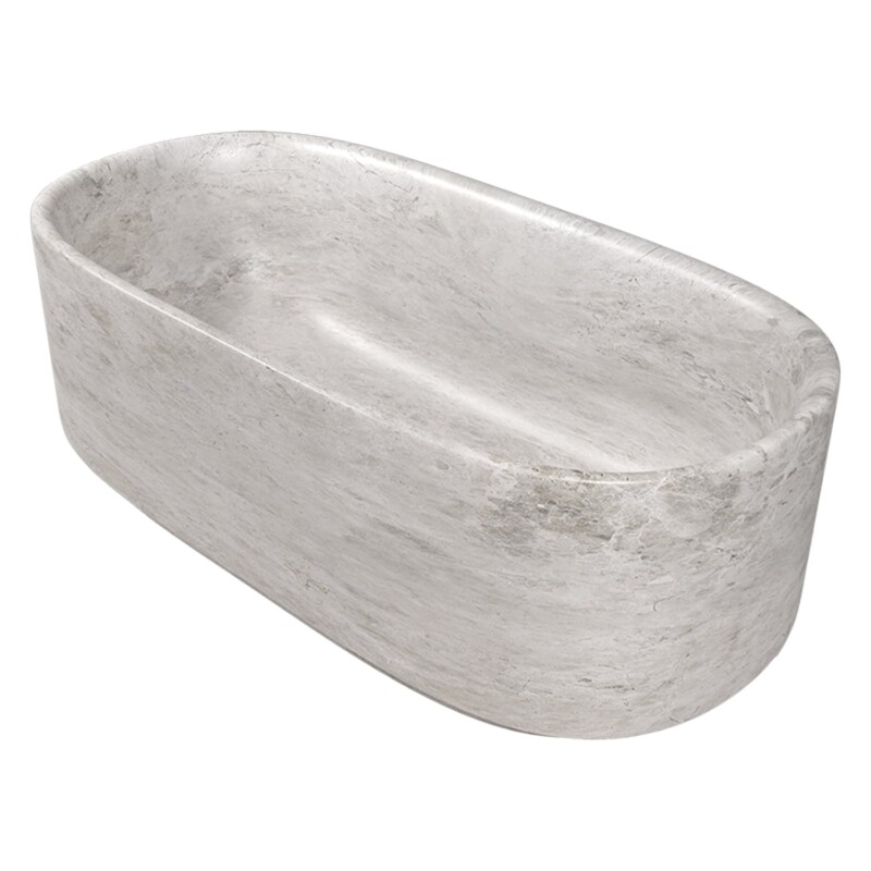 Silver Clouds Honed Marble Tub 33 30/64x78 47/64