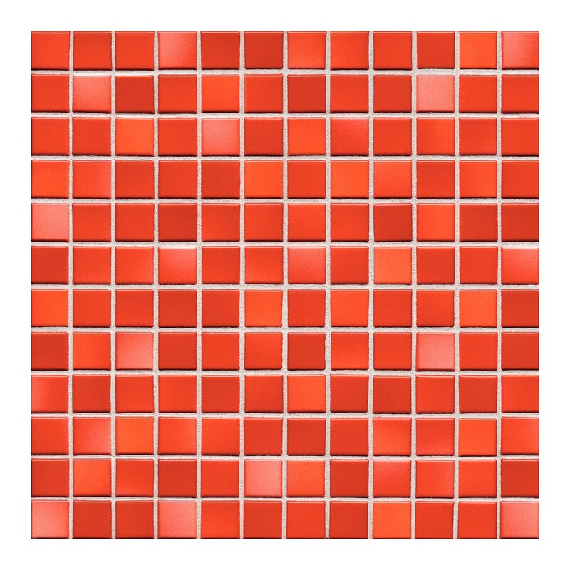 Coral Red Glossy 1x1 Porcelain Mosaics 9 1/16x9 1/16