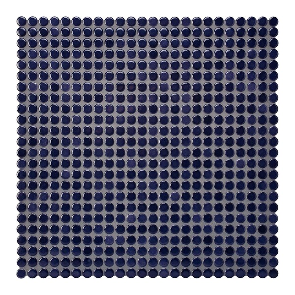 Dark Violet Glossy Penny Round Porcelain Mosaic 9 1/16×9 1/16 Image