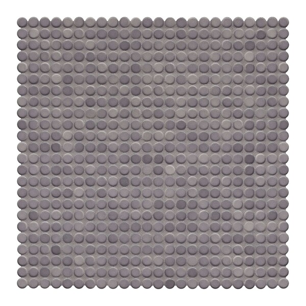 Diamond Gray Glossy Penny Round Porcelain Mosaic 9 1/16×9 1/16 Image