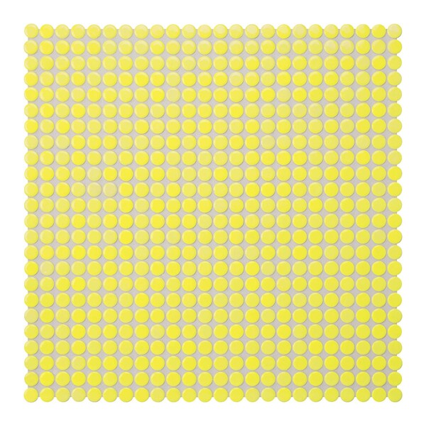 Lemon Yellow Glossy Penny Round Porcelain Mosaic 9 1/16×9 1/16 Image