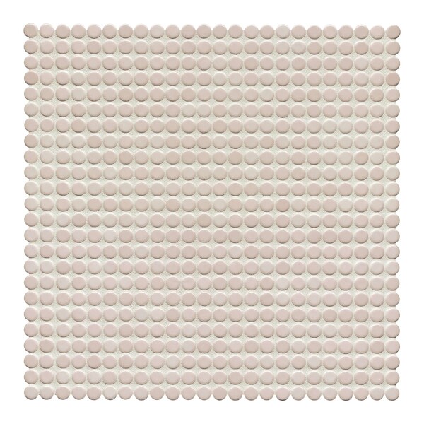 Light Ivory Glossy Penny Round Porcelain Mosaic 9 1/16×9 1/16 Image