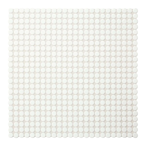 Arctic White Glazed Penny Round Porcelain Mosaic 9 1/16×9 1/16 Image