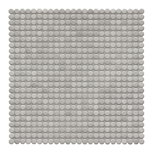 Light Diamond Glazed Penny Round Porcelain Mosaic 9 1/16×9 1/16 Image