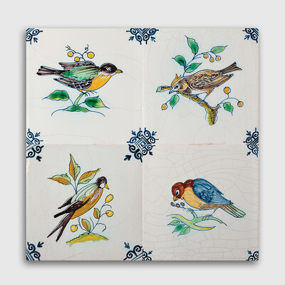 Birds On Branch Poly Glazed Ceramic Tile 5x5