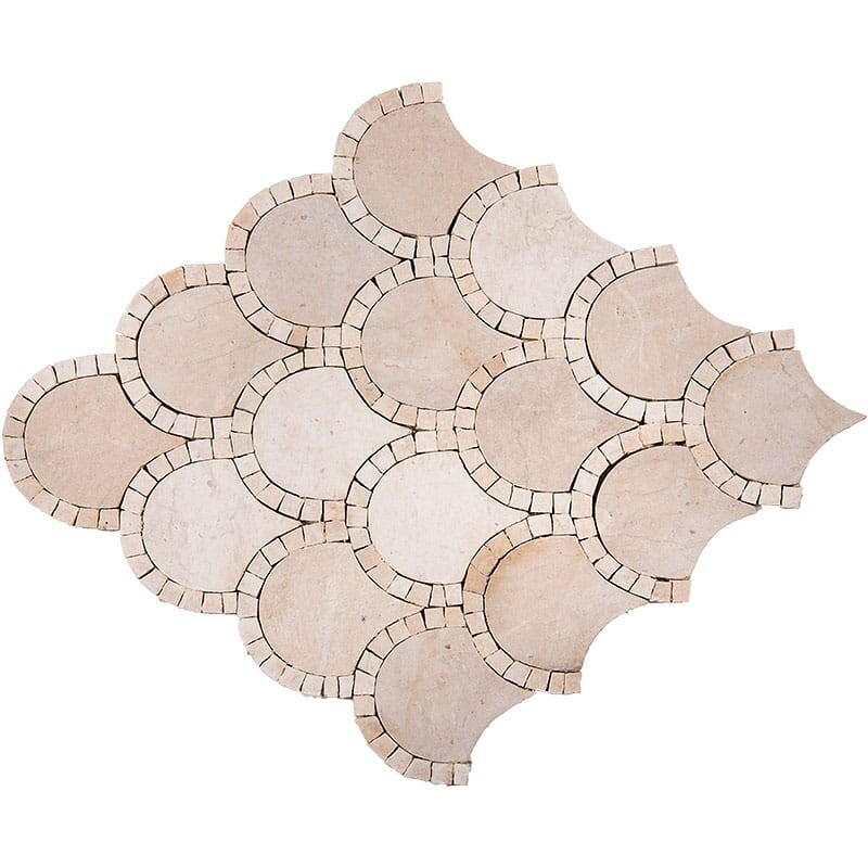 Melange Honed Scallop Limestone Mosaic 10x10