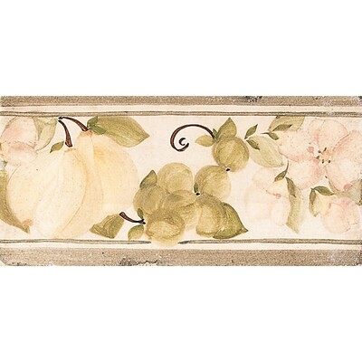 Pear, Grapes, Blossom Stained Ceramic Borders 3x6