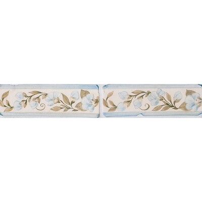 Petal Blanc Triangle, French Blue Stained Ceramic Borders 2x6