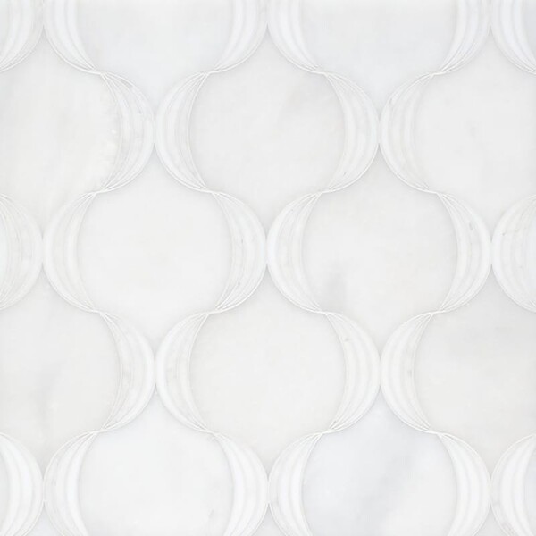 Bombshell Snow White, Afyon White Multi Finish Marble Waterjet Decos 13×13 7/8 Image