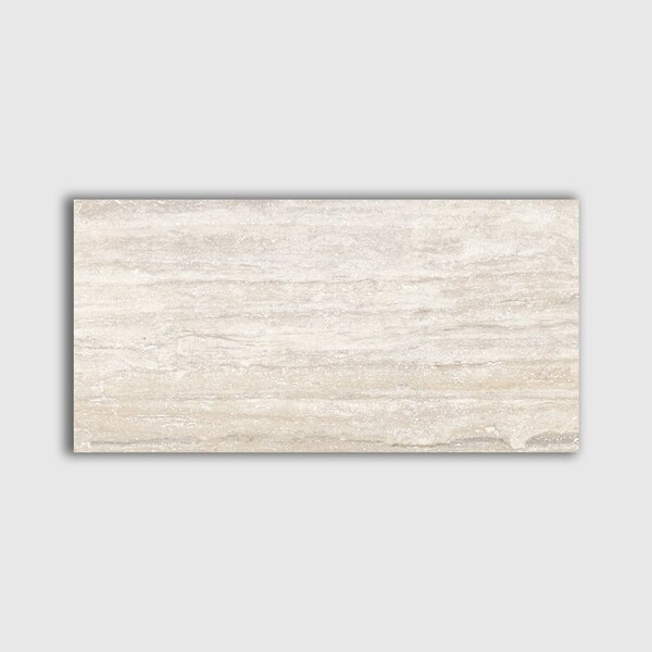 Bianco Al Contro matte travertine look porcelain tile in light beige tone by Country Floors