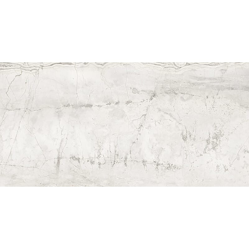 Romano White Polished Marble Look Porcelain Tiles 24x48
