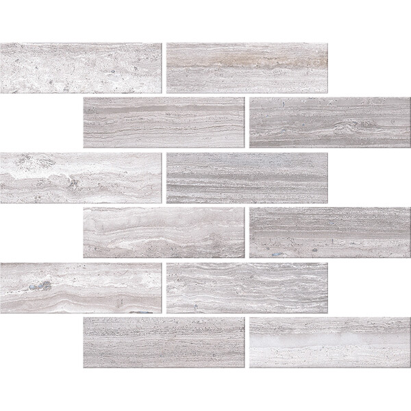 Iris Us Zenit Grey Honed 2×6 Porcelain Mosaic 12×12 Image