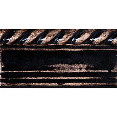 Wash Fieldstone Black Glazed Rope Crown Ceramic Moldings 3 1/4x6