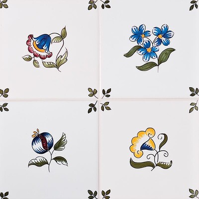 181a Garden Flowers, Poly Glazed Ceramic Tile 5 1/2x5 1/2