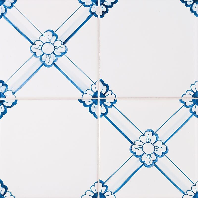 249 Gelosia, Blue Glazed Ceramic Tile 5 1/2x5 1/2