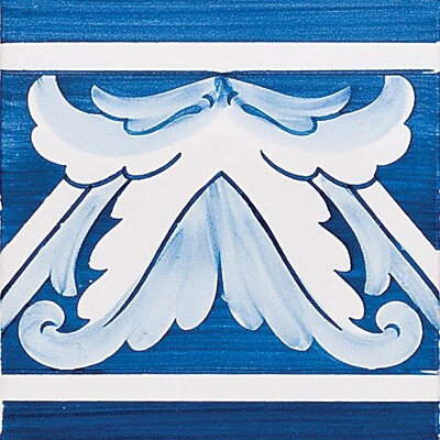 Acanthus Brd Blue Center Glazed Ceramic Tile 5 1/2x5 1/2