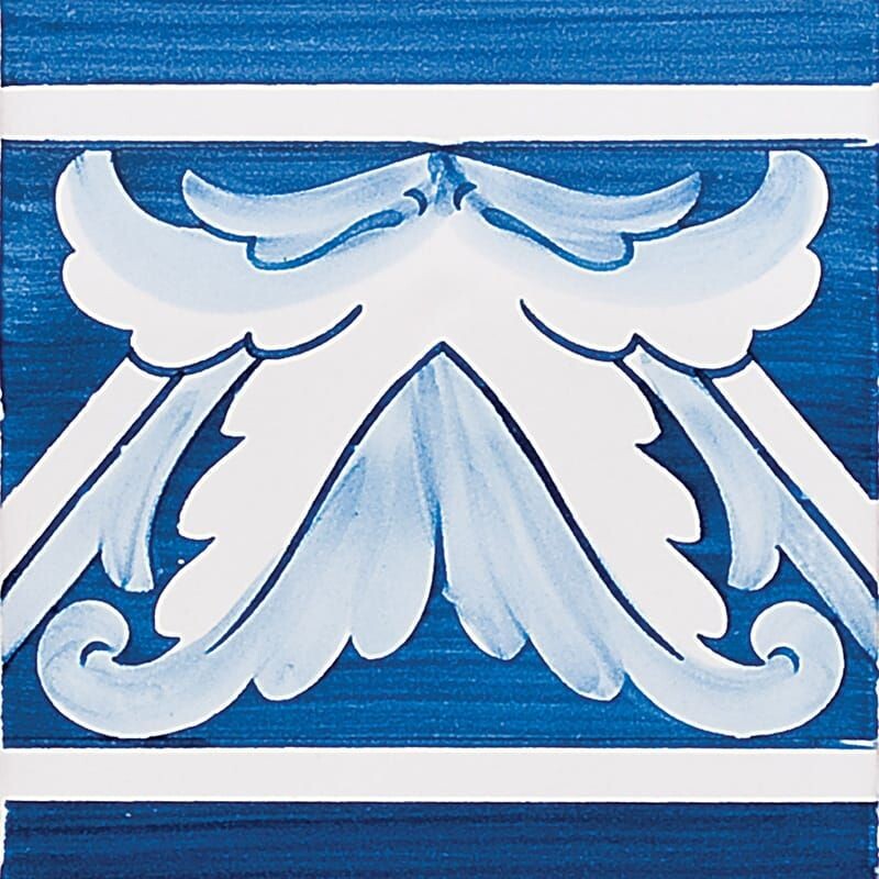 Acanthus Brd Blue Center Glazed Ceramic Tile 5 1/2x5 1/2