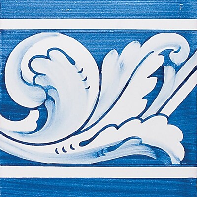 Acanthus Brd Blue Leaf Glazed Ceramic Tile 5 1/2x5 1/2