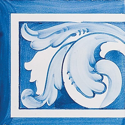 Acanthus Brd Blue Lt Glazed Ceramic Tile 5 1/2x5 1/2