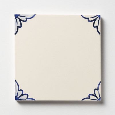 249a2 Gelosia Blanc Blue Glazed Ceramic Tile 6x6
