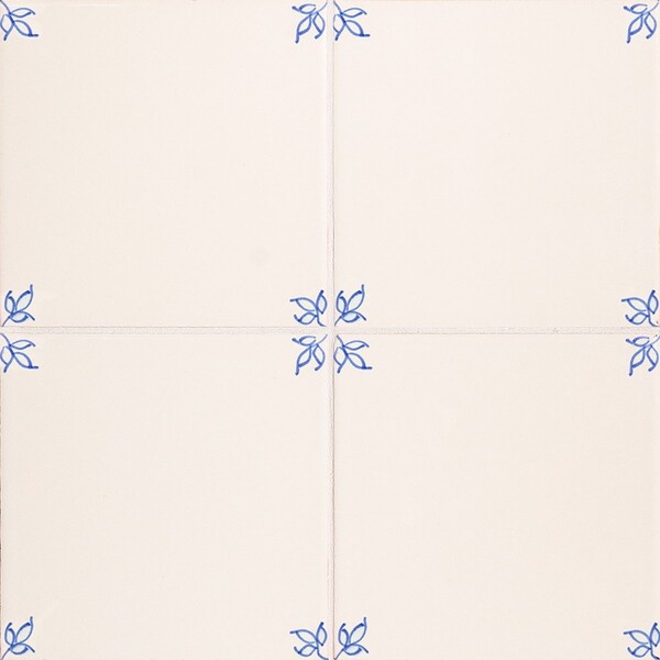 Garden blanc blue glazed ceramic tile floral corner pattern classic decorative surface by Country Floors