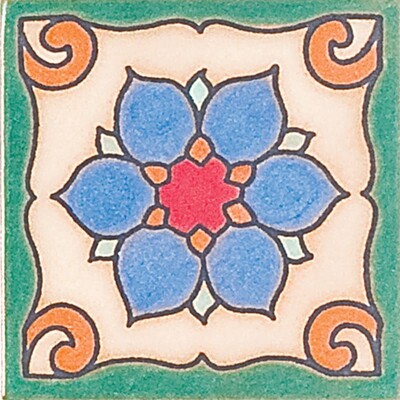 139 Glazed Dragon Flower Ceramic Tile 3x3