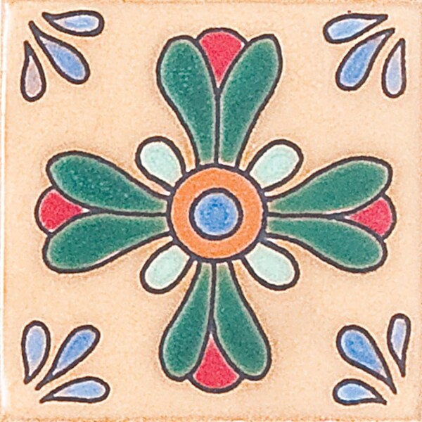 300 Glazed Button Flower Ceramic Tile 3×3 Image