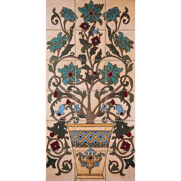 124 Flower Pot Panel Glazed Ceramic Tile 6×6 Image