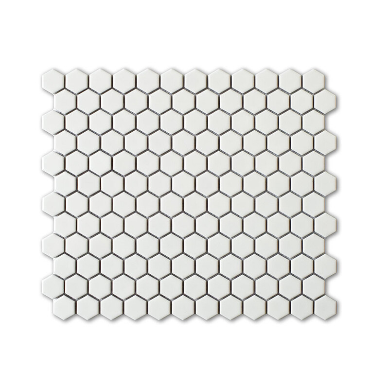 Alpine Glossy Penny Hexagon Porcelain Mosaic 10 1/8x11 5/8