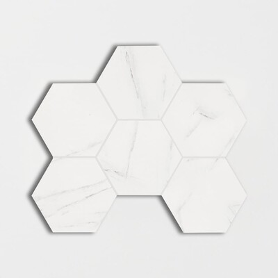 Carrara Honed Hexagon Marble Look Porcelain Mosaic 12x16 1/3