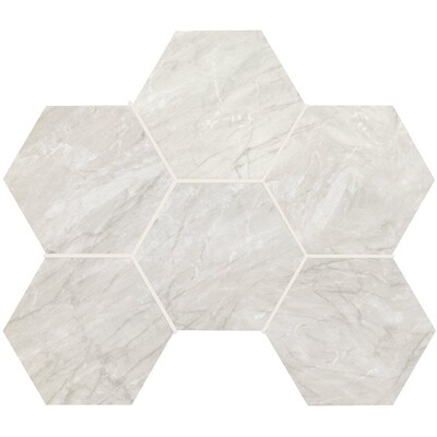Grigio Bardiglio Honed Hexagon Marble Look Porcelain Mosaic 12x16 1/3