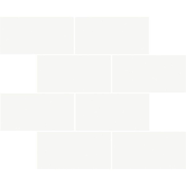 Marginal White polished 3x6 brick staggered marble look porcelain mosaic tile in glossy white finish by Country Floors