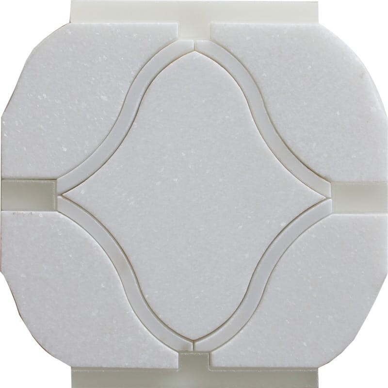 Thassos, Calacatta, Pura Honed Dionysus Waterjet Marble Mosaics 5 1/2x7 5/8