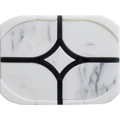 Eros Statuario, Thassos, Santorini Honed Marble Waterjet Decos 13 7/8x10