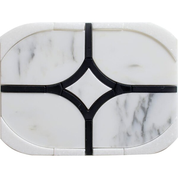 Eros Statuario, Thassos, Santorini Honed Marble Waterjet Decos 13 7/8×10 Image