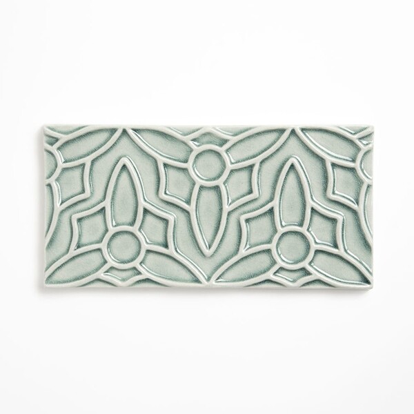 Hyacinth crackled barcelona ceramic accent tile in soft sage green by Country Floors