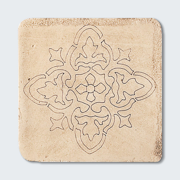 Imagem de 4 ladrilhos de terracota encerada com contorno 4×4