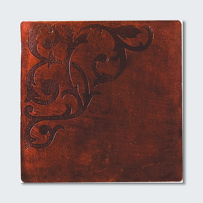 Engraved Medieval Waxed Terracotta Tile 12x12