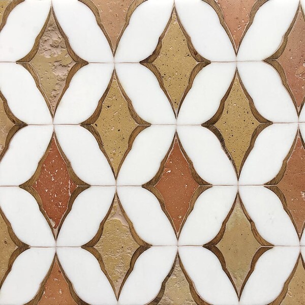 Isolde Matte Terracotta Waterjet Decos 13 5/8×13 5/8 Image