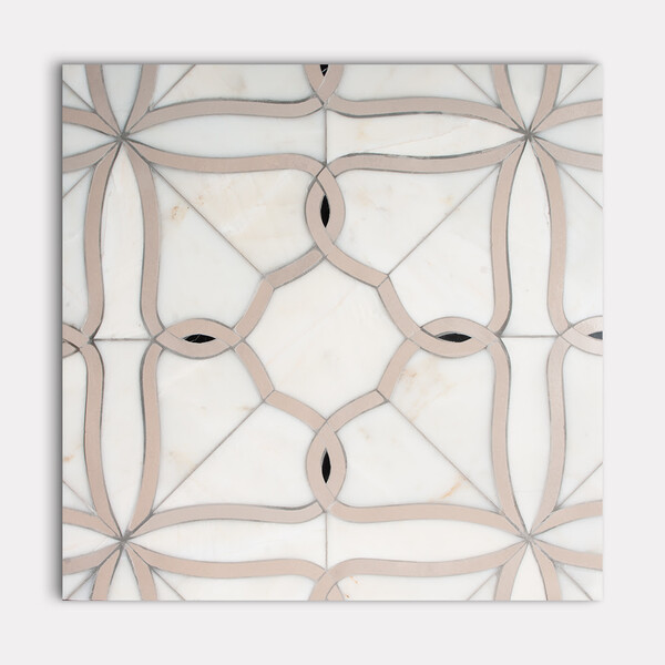 Valentin Calacatta Amber, Black, J13 Polished Marble Waterjet Decos 14 5/16×14 5/16 Image