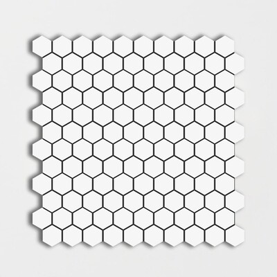 White Matte Hexagon Ceramic Mosaic 12x12