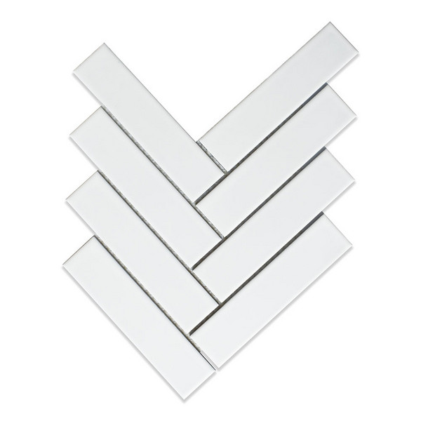 White Matte Herringbone Ceramic Mosaic 10×13 Image