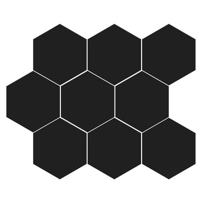 Black Matte Midi Hexagon Ceramic Mosaic 8x10