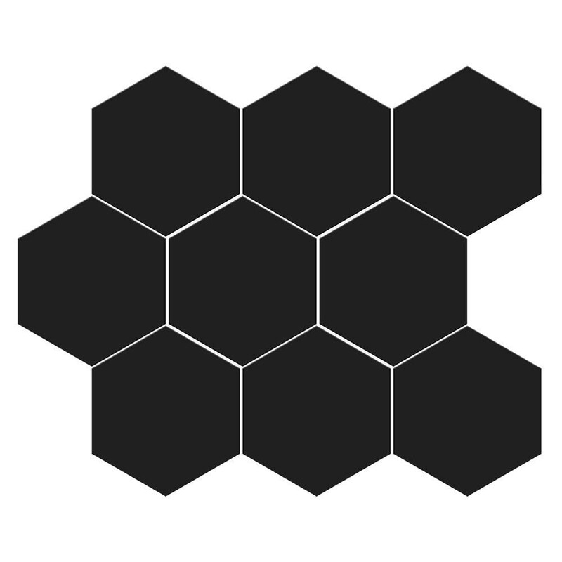 Black Matte Midi Hexagon Ceramic Mosaic 8x10