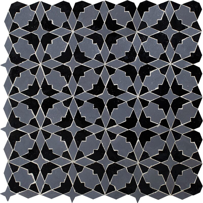 Gray, Black Glossy Zara Zellige Mosaic 12 1/16x12 1/16