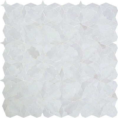 White Glossy Zara Zellige Mosaic 12 1/16x12 1/16