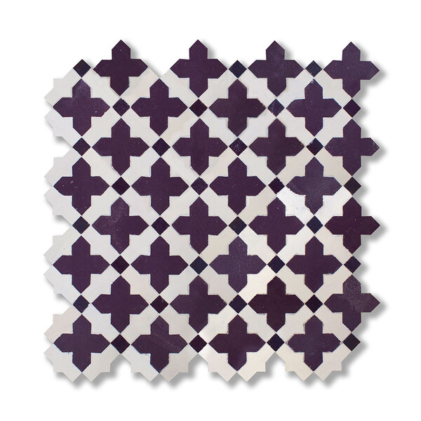 Maroon, White Glossy Samira Ceramic Mosaic 11 13/16×11 13/16 Image