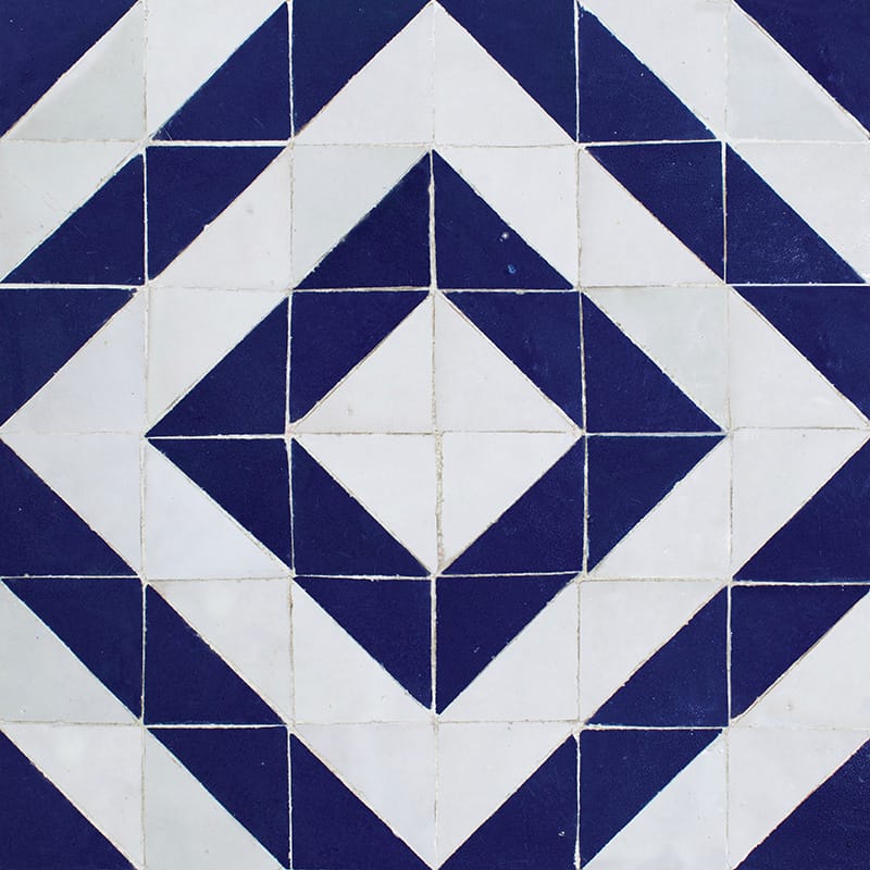 White, Blue Glossy Atten Zellige Mosaic 11 13/16x11 13/16